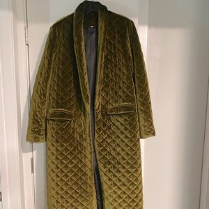 Velvet Maxi Coat (Olive Green)